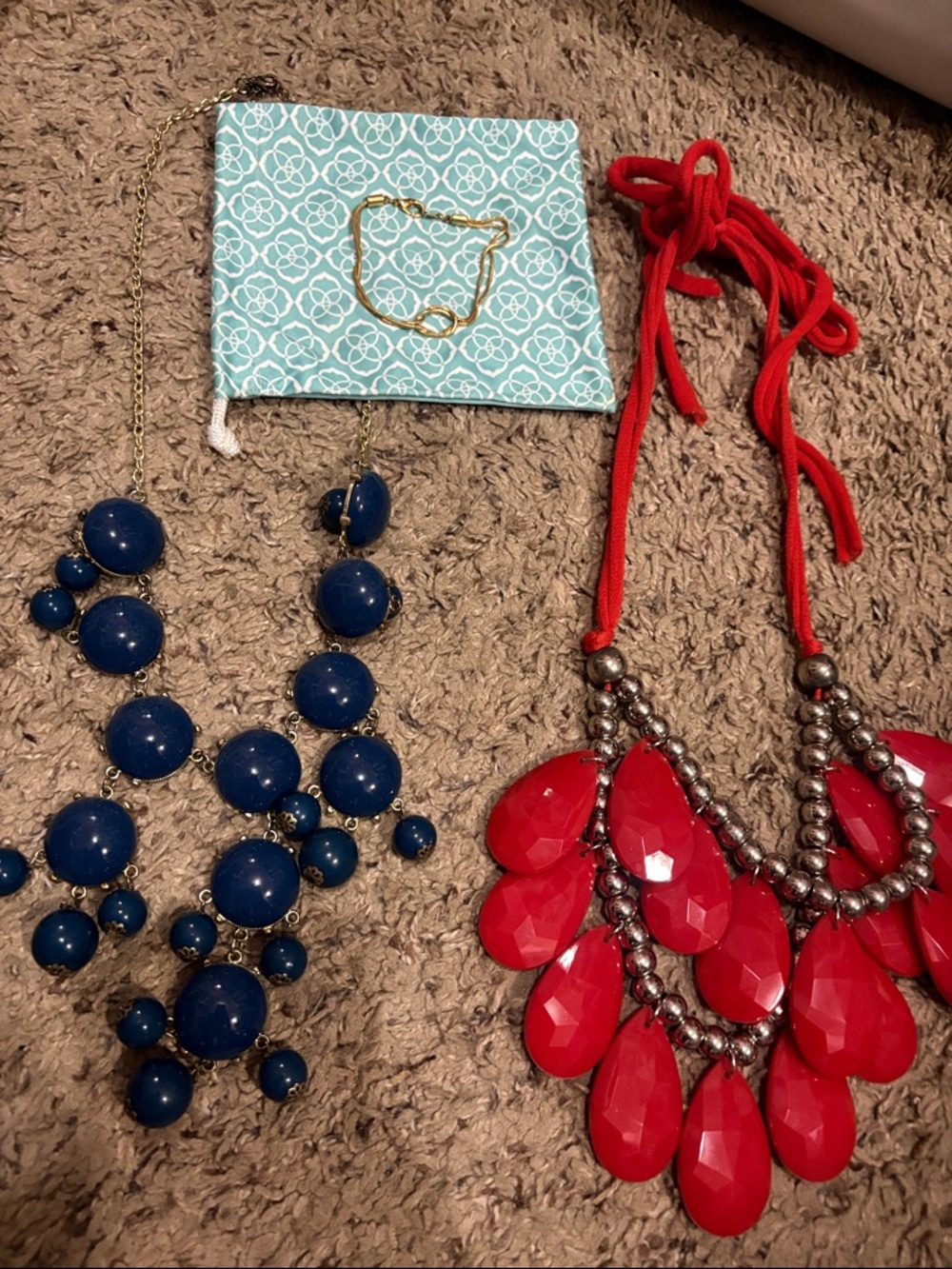 Women’s Red Teardrop Statement Necklace - Fashion Accessory